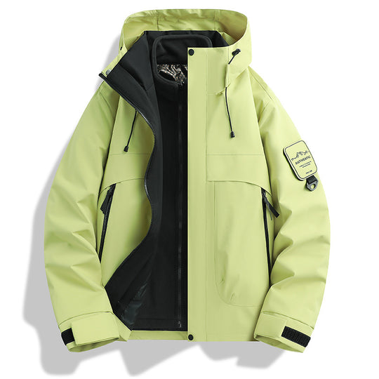 Herren modulare wasserdichte Outdoorjacke mit abnehmbarer Fleece-Innenjacke und verstellbarer Kapuze Nord Taschen