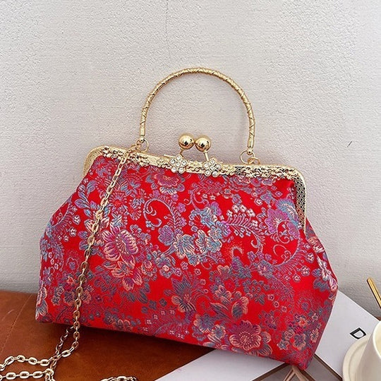Damen Vintage-Tasche mit floralem Design und Kettenriemen Nord Taschen