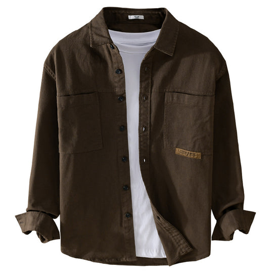 Herren Overshirt-Hemd aus strukturiertem Baumwoll-Twill mit aufgesetzten Brusttaschen und relaxed Fit Nord Taschen
