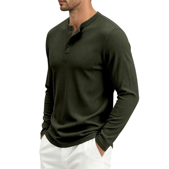 Herren Langärmeliges Waffelstrick-Henleyshirt mit Knopfleiste, thermoregulierend und schmaler Schnitt Nord Taschen