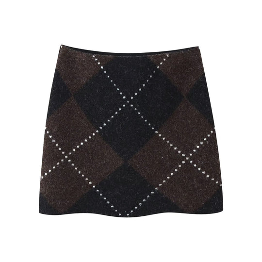 Damen Strick‑Set aus Rollkragen‑Poncho und Minirock mit Argyle‑Muster Nord Taschen
