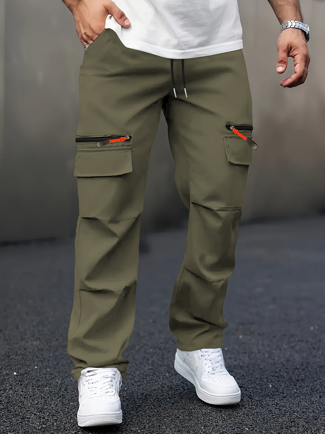 Herren Cargo-Jogginghose mit Multifunktionstaschen, Tunnelzug & Reißverschlüssen Nord Taschen