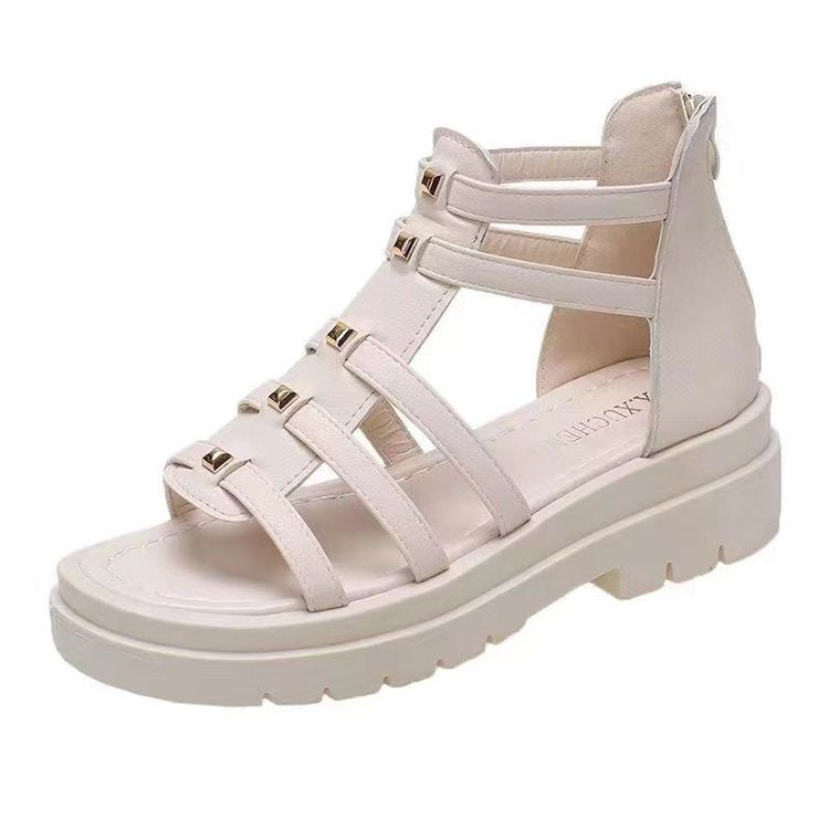 Damen nan gladiatorische Plateausandalette mit gepolstertem Komfortfußbett, profilierter Plateausohle und Rückreißverschluss