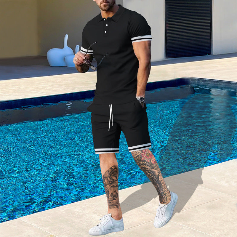 Herren Poloshirt und Shorts-Set mit sportlichen Akzenten