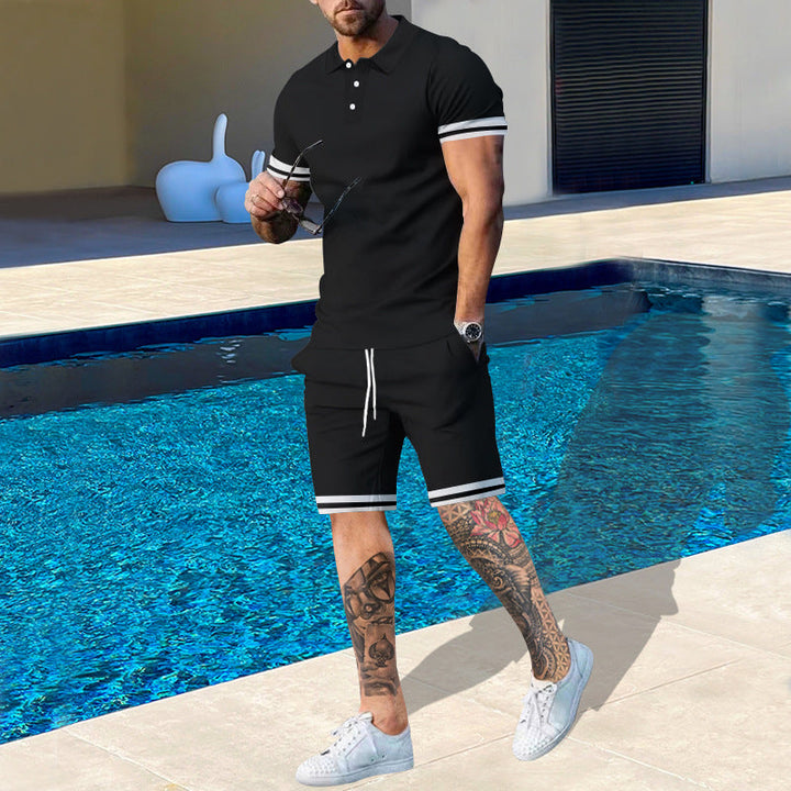 Herren Poloshirt und Shorts-Set mit sportlichen Akzenten