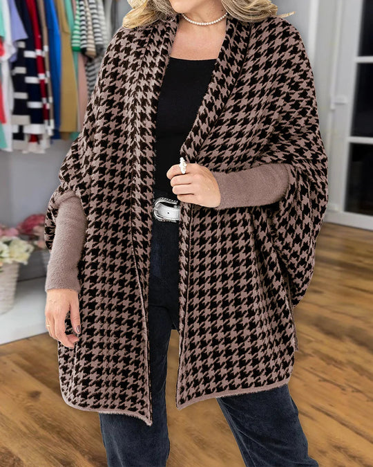 Damen modischer Poncho mit Hahnentrittmuster Nord Taschen
