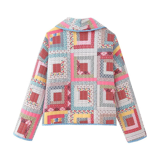 Damen Patchwork-Kimono-Jacke mit lockerer Cropped-Silhouette Nord Taschen