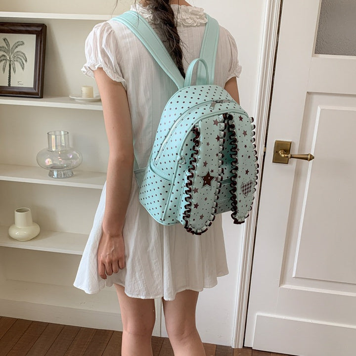 Damen verspielter Rucksack mit modischen Sternen und Rüschen Nord Taschen