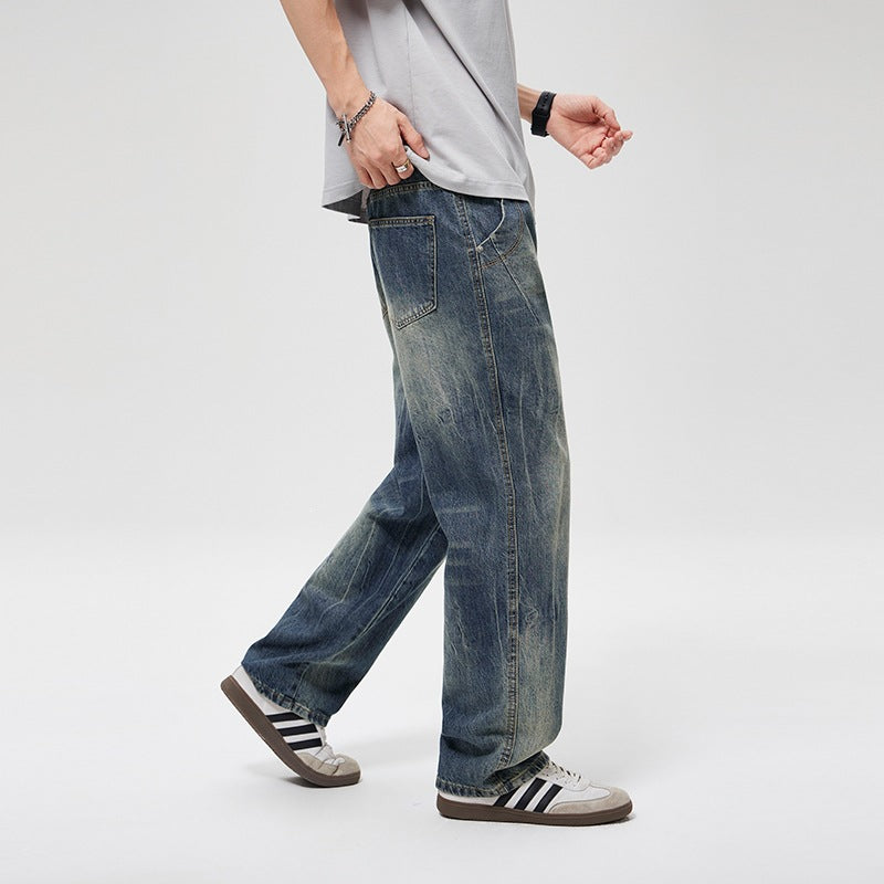 Herren Baggy-Jeans im Vintage‑Wash mit hoher Bundhöhe, relaxed Bein & dezenter Distressed‑Optik Nord Taschen