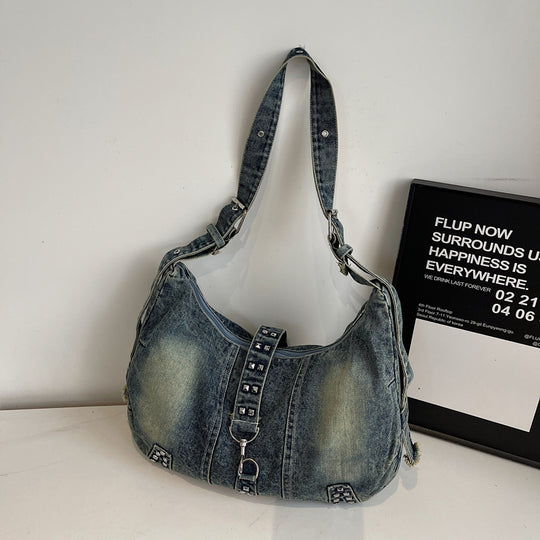 Damen lässige Denim Hobo-Tasche mit modischen Details Nord Taschen