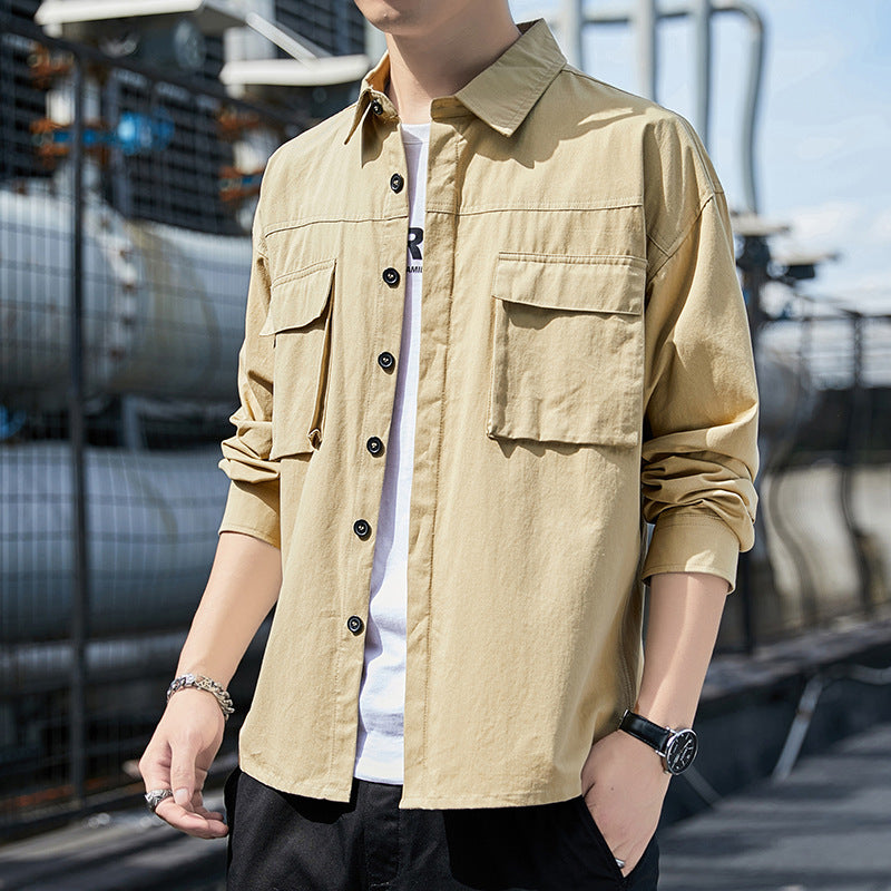 Herren Overshirt im Utility-Canvas-Look mit Brustpattentaschen und geradem Schnitt Nord Taschen