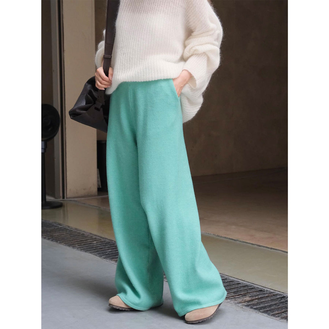Damen Weite Strick‑Palazzohose im Lounge‑Look mit hohem Bund Nord Taschen