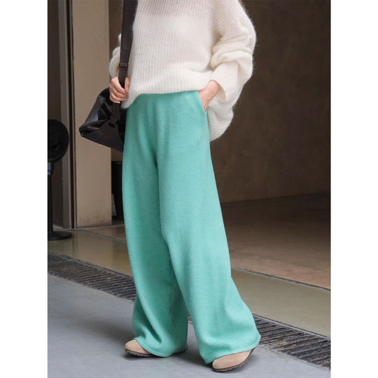 Damen Weite Strick‑Palazzohose im Lounge‑Look mit hohem Bund Nord Taschen