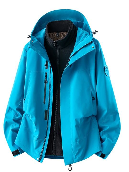 Herren wasserdichte Outdoorjacke mit abnehmbarer Fleece-Innenjacke Nord Taschen