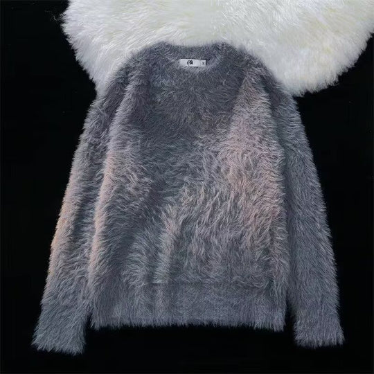 Damen Weicher Grobstrickpullover mit Rundhalsausschnitt Nord Taschen
