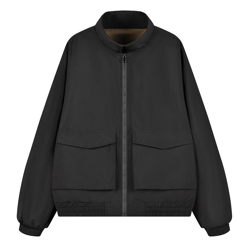 Herren Boxy Utility‑Bomberjacke mit großen Pattentaschen, Stehkragen & Reißverschluss Nord Taschen