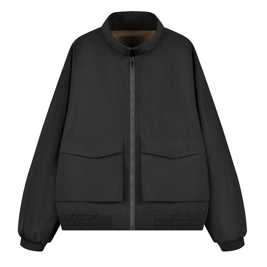 Herren Boxy Utility‑Bomberjacke mit großen Pattentaschen, Stehkragen & Reißverschluss Nord Taschen