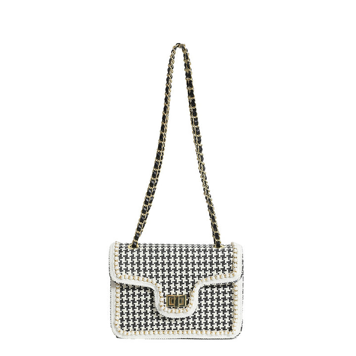Damen Schultertasche im edlen Rattan-Look mit Kettenriemen Nord Taschen