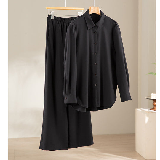 Damen Oversized Seidiges Hemd mit durchgehender Knopfleiste und Hemdkragen Nord Taschen