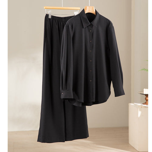 Damen Oversized Seidiges Hemd mit durchgehender Knopfleiste und Hemdkragen Nord Taschen