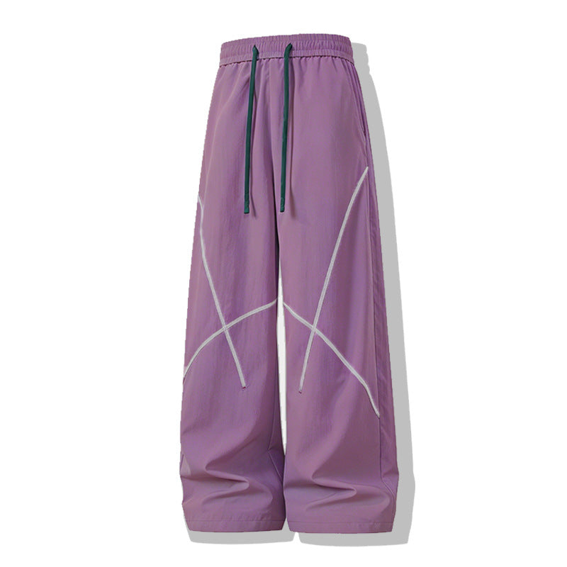 Herren Weite Funktions-Nylonhose mit Kordelbund, reflektierenden Nahtdetails & lässiger Baggy‑Silhouette Nord Taschen