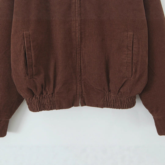 Damen Cordjacke aus Breitcord mit Reißverschluss, Hemdkragen und elastischem Saum Nord Taschen