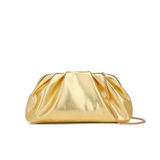 Damen Clutch mit elegantem Faltendesign und luxuriöser Kettenverzierung Nord Taschen