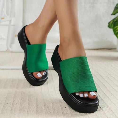 Damen Komfortable Wedge-Pantoletten mit breitem Riemendesign und anatomischem Fußbett