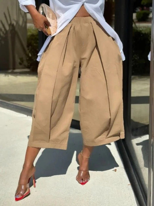 Damen Culotte-Hose mit weitem Bein und präzisen Bügelfalten Nord Taschen