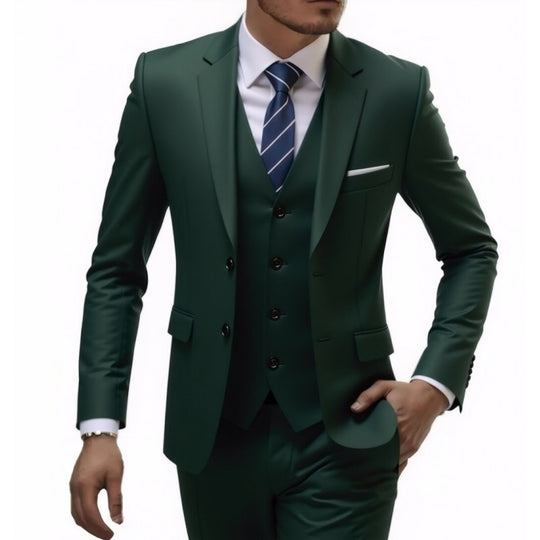 Herren Eleganter taillierter dreiteiliger Anzug mit Weste und leichtem Stretch Nord Taschen