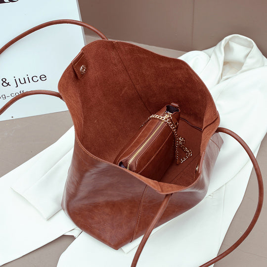 Damen elegante Shopper-Tasche mit hochwertiger Ledertextur Nord Taschen