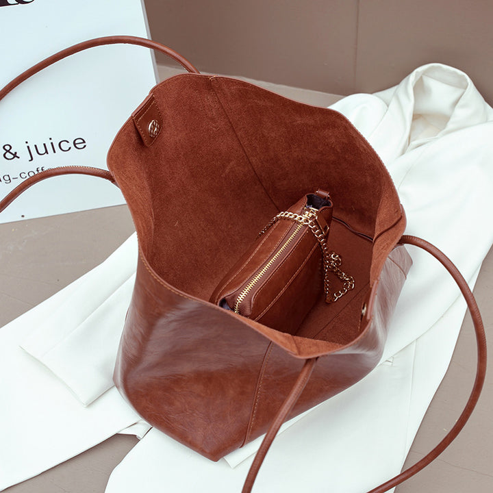 Damen elegante Shopper-Tasche mit hochwertiger Ledertextur Nord Taschen