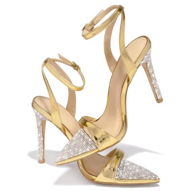 Damen High-Heels mit funkelndem Strassdesign und elegantem Riemen