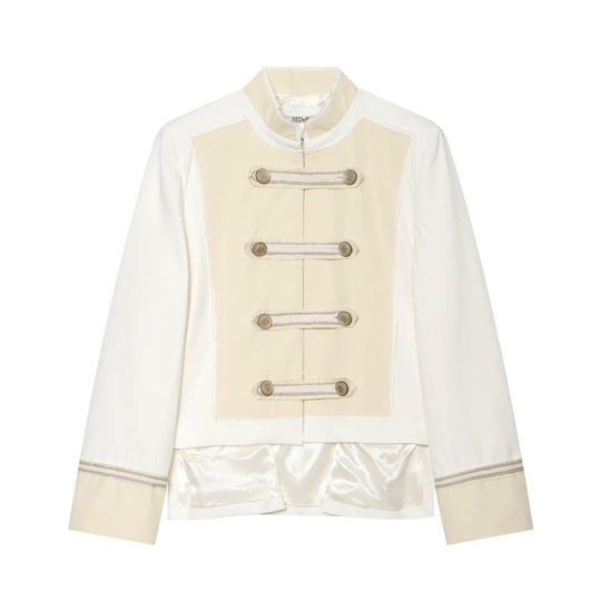 Damen Militärisch inspirierte Kurzjacke mit Zierknopfleiste Nord Taschen