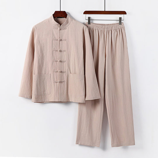 Herren Zweiteiliges Leinen-Baumwoll Loungewear-Set Nord Taschen