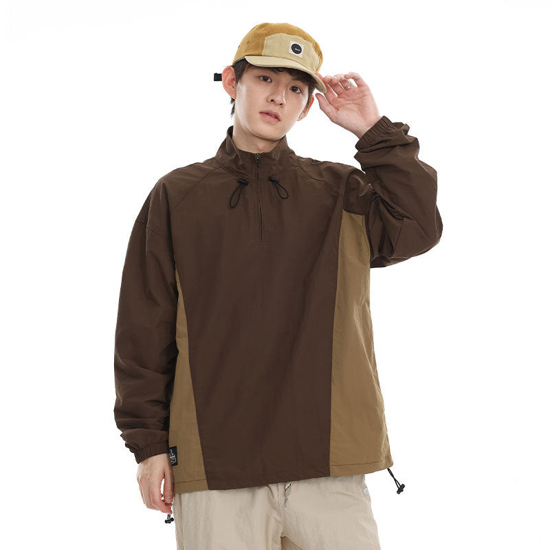 Herren leichter Nylon-Anorak mit Halbreißverschluss, Kordelzugsaum und Raglanärmeln Nord Taschen