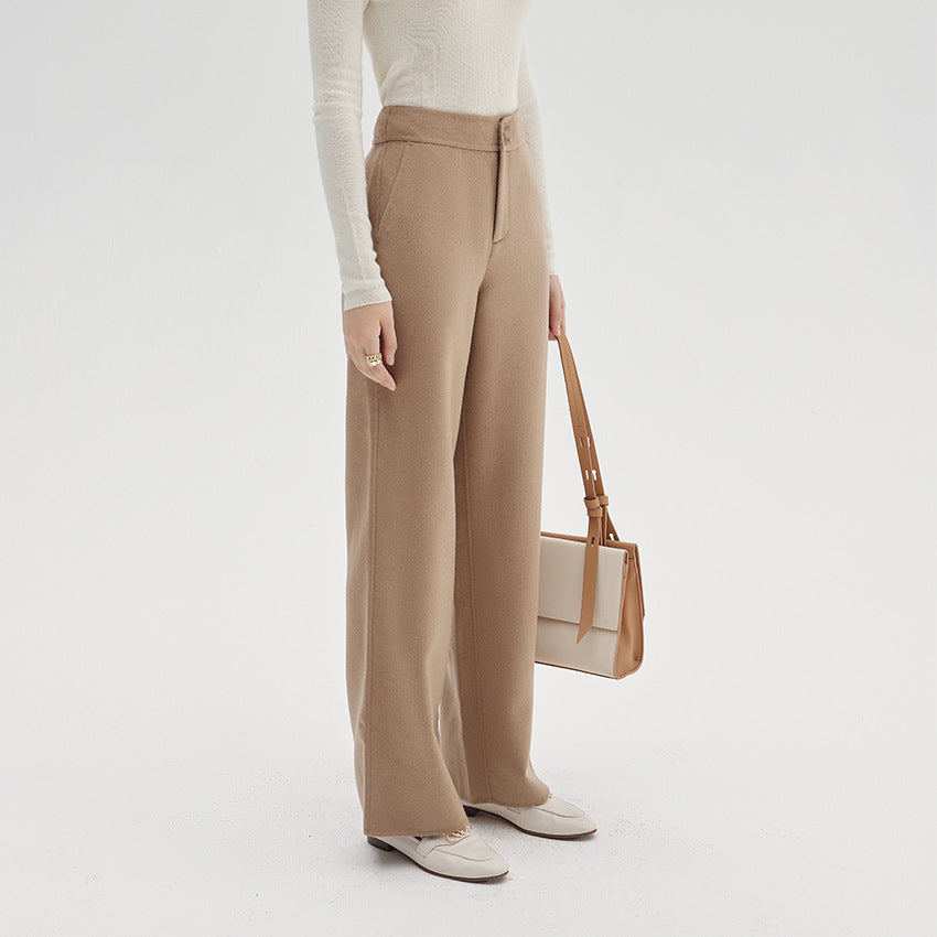 Damen Hochtaillierte Wollmix-Palazzohose mit geradem Fall und verdecktem Hakenverschluss Nord Taschen