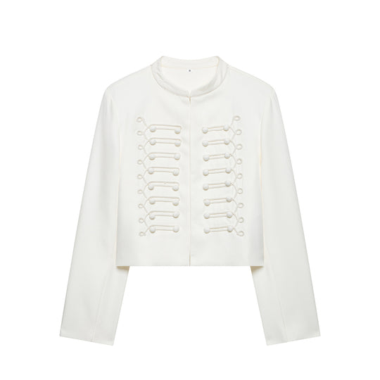 Damen Korddetail-Bolerojacke mit Stehkragen und Paraderiegel-Optik Nord Taschen