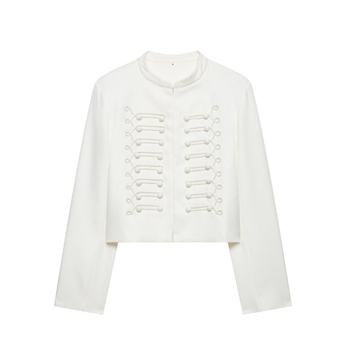 Damen Korddetail-Bolerojacke mit Stehkragen und Paraderiegel-Optik Nord Taschen