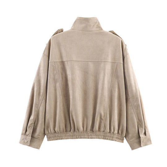 Damen Kurzjacke im Military-Stil mit Schulterklappen, aufgesetzten Brusttaschen und elastischem Saum Nord Taschen