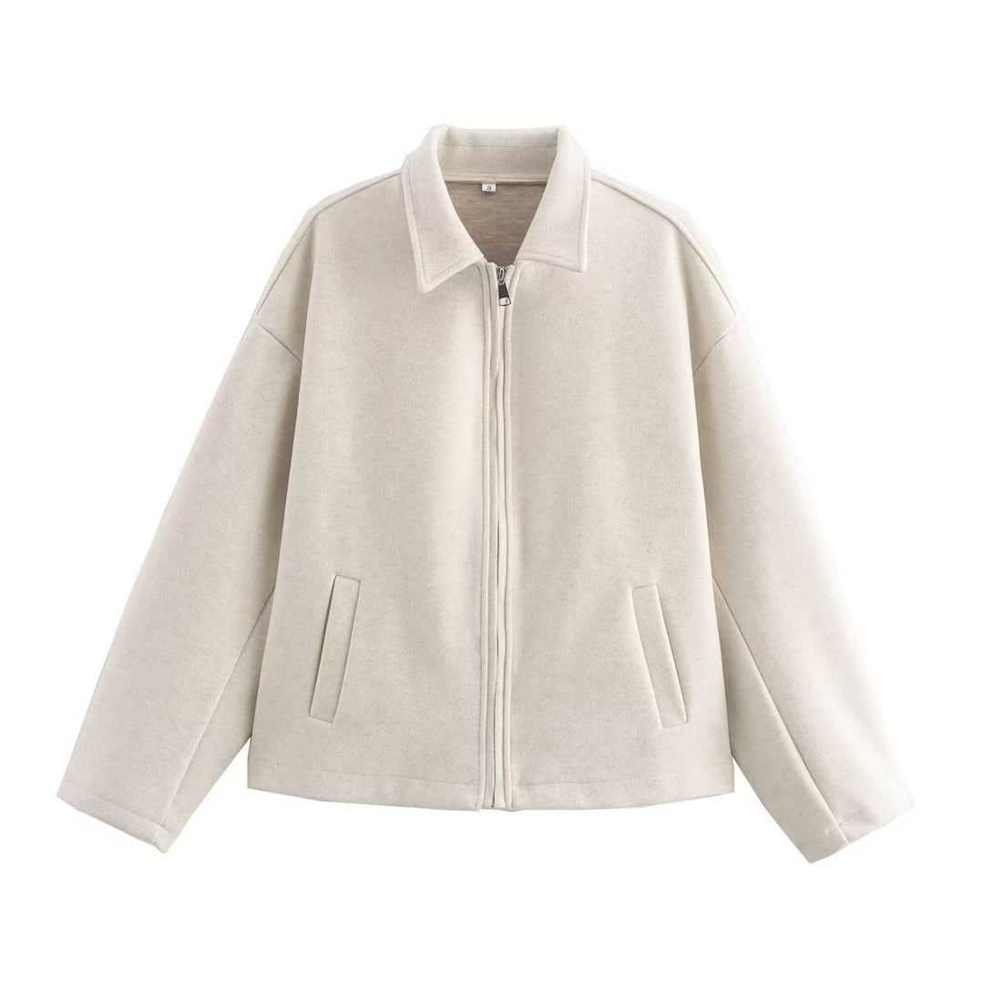 Damen 3100+ lässige kurze Fleece‑Blousonjacke im Boxy‑Cut mit Reißverschluss und Umlegekragen Nord Taschen