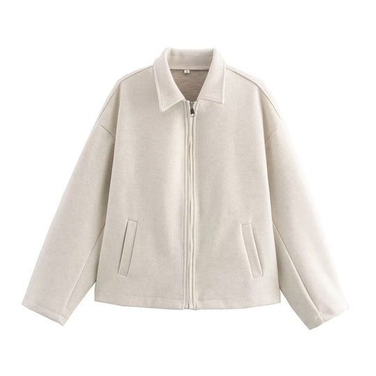 Damen 3100+ lässige kurze Fleece‑Blousonjacke im Boxy‑Cut mit Reißverschluss und Umlegekragen Nord Taschen