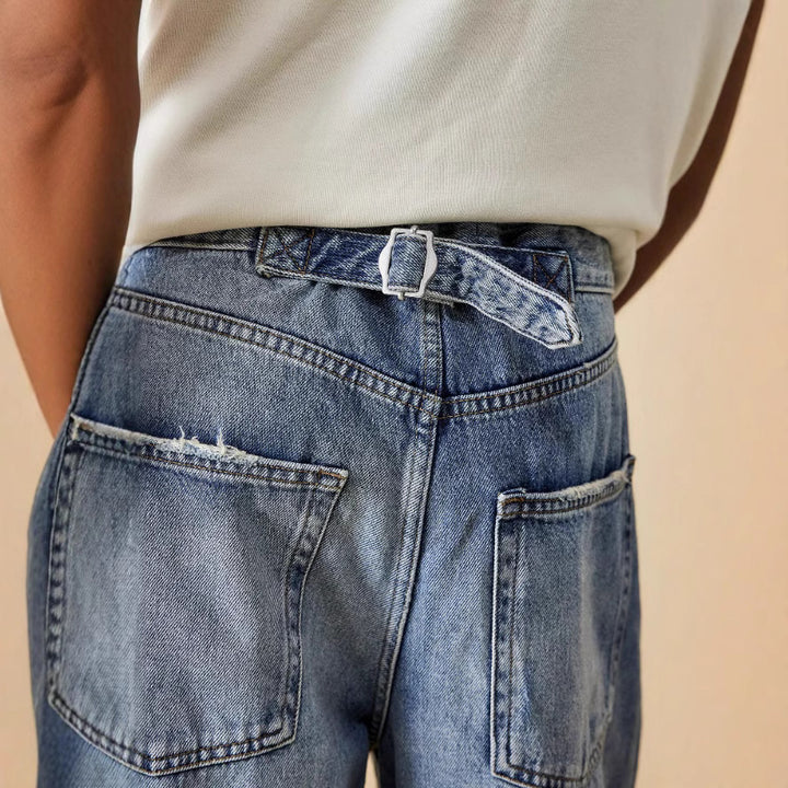 Damen weite tiefsitzende Baggy-Jeans mit Knie-Paneelen und entspannter Passform Nord Taschen