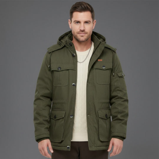 Herren Wattierte Winterparka mit Kapuze und multifunktionalen Taschen Nord Taschen
