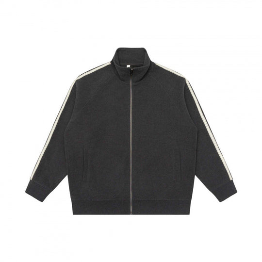 Unisex Oversize-Teddyfleece-Zippjacke mit Stehkragen und Kontraststreifen Nord Taschen
