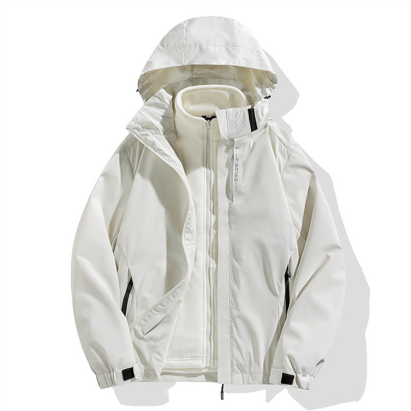 Herren zweiteilige Winterjacke mit abnehmbarer Fleece-Innenjacke wasserdicht winddicht Nord Taschen