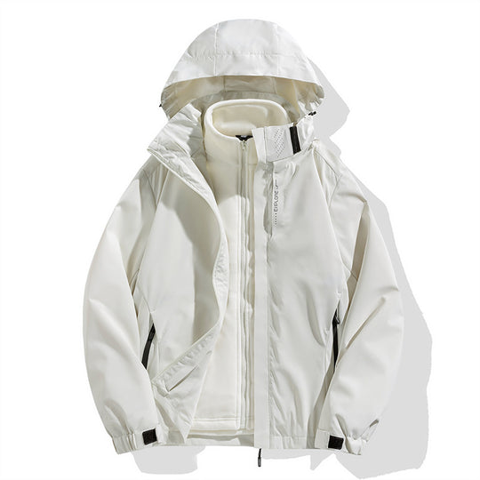 Herren zweiteilige Winterjacke mit abnehmbarer Fleece-Innenjacke wasserdicht winddicht Nord Taschen