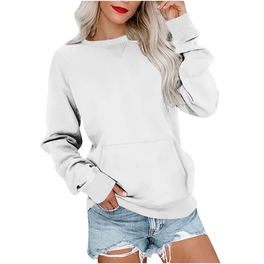 Damen Lockeres Sweatshirt mit Rundhalsausschnitt und Kängurutasche Nord Taschen