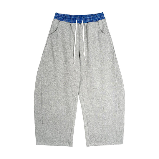Damen Weite Cropped-Sweathose mit tiefem Schritt, Kordelzug und kontrastierendem Bund Nord Taschen