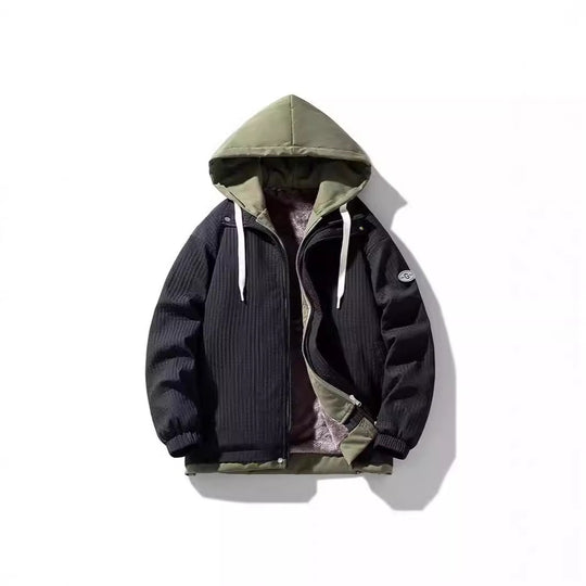 Herren Gefütterte Kapuzenjacke mit grafischem Print, Teddy-Innenfutter und winddichter Außenhülle Nord Taschen